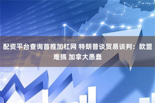 配资平台查询首推加杠网 特朗普谈贸易谈判：欧盟难搞 加拿大愚蠢
